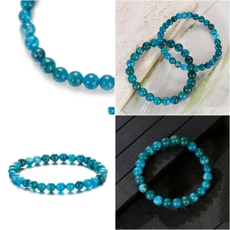 Bracciale di perle in apatite naturale elastico gioiello donna_voghion.com