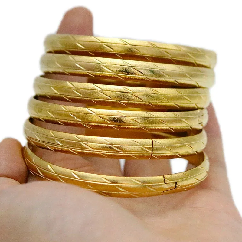 Bangle 8MM 6st batch Dubai Heren Goud Kleurrijke Ethiopische Armband Afrikaanse Sieraden Saoedi-Arabië Bruiloft Bruidscadeau 231116_voghion.com