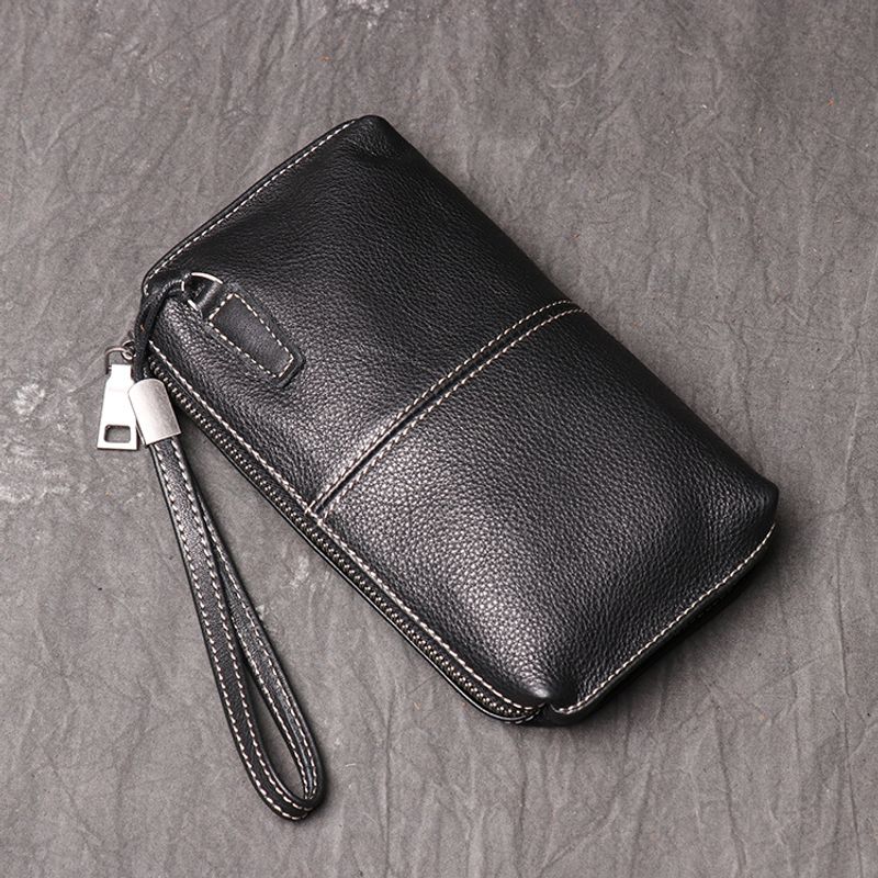 Hochwertige neue Herrenhandtasche Leder, lange Geldbörse weichem Leder für Damen, modische Handytasche aus Rindsleder,_voghion.com