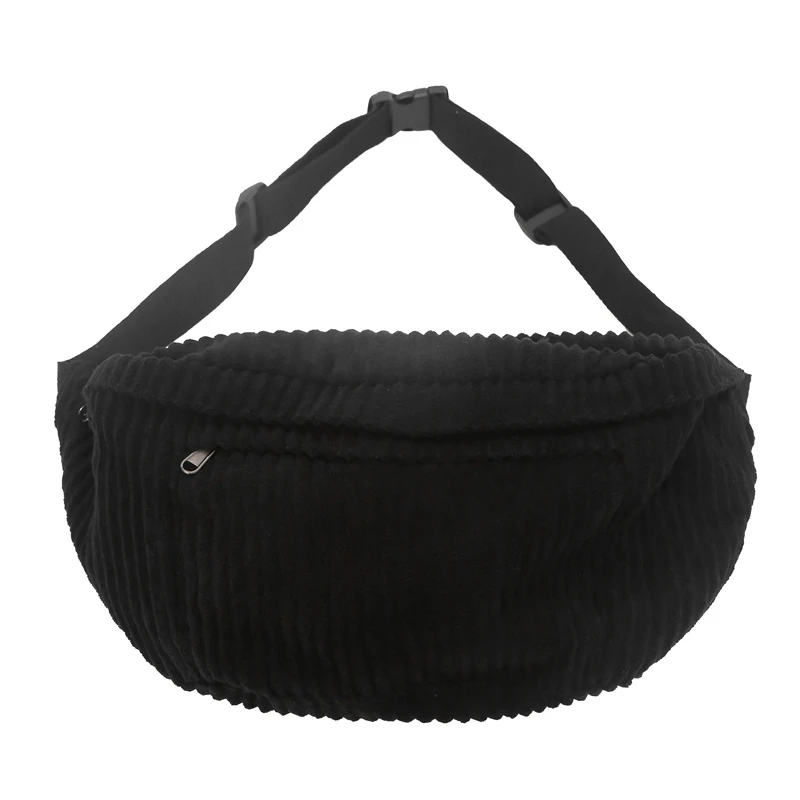 Große Kapazität Cord Frauen Taille Pack Casual Fanny Pack Akademischen Stil Brust Tasche Unisex Schulter Umhängetasche Taille Gürtel Tasche_voghion.com
