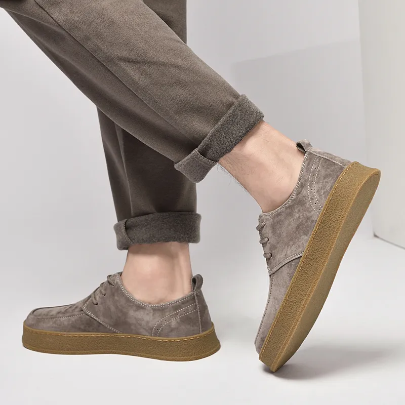 Fashion Vintage Leather Casual British Handmade Toog High Top Round Toe Lace-Up Skate Men Flat  Shoes_voghion.com