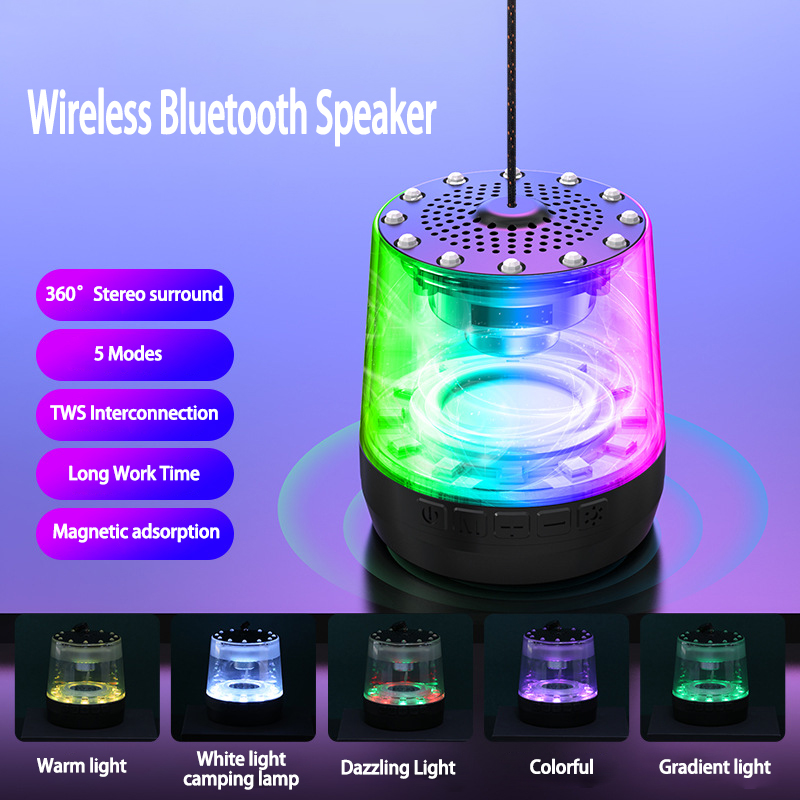 Nattlys Bluetooth-høyttaler Trådløs bærbar minispillerlys Fargerik LED-nattbordslampe for soverom utendørs_voghion.com