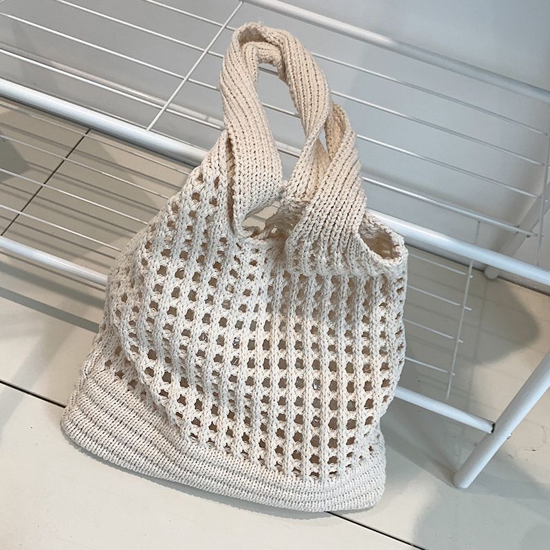 Vintage Hohl Design Gewebte Frauen Schulter Tasche Stricken Große Kapazität Handtaschen Sommer Reise Shopper Tote Für_voghion.com