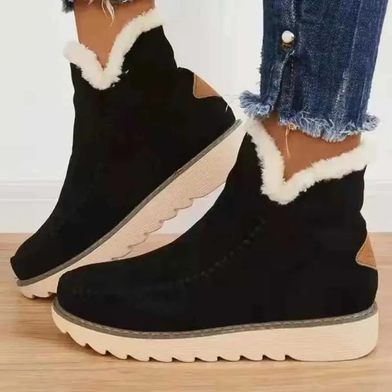Frau Winter Mode Schnee Casual Leder Baumwolle Damen Stiefel kniehohe stiefel Plattform Schuhe botines mujer XW6.5_voghion.com