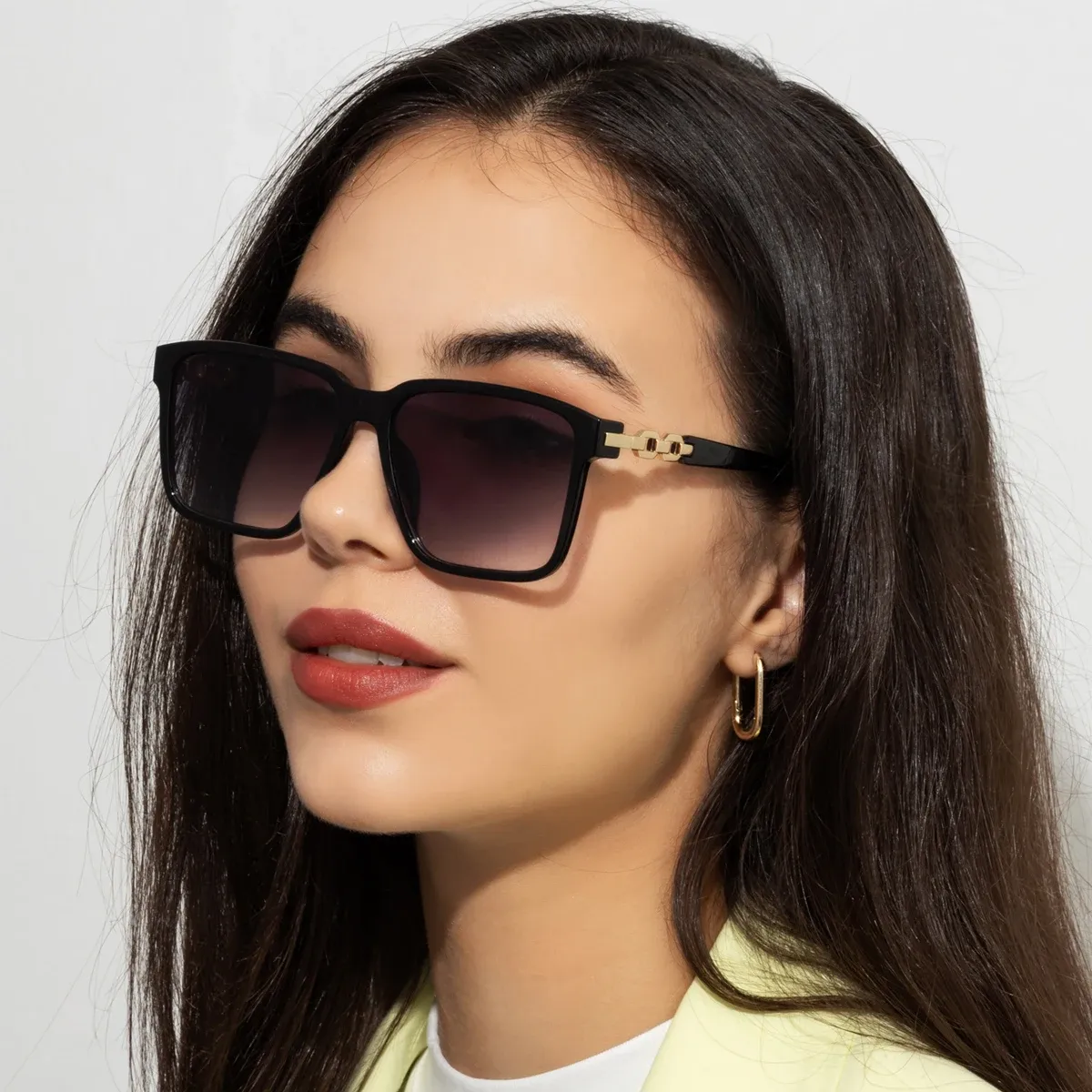 Vierkante zonnebril dames mode met verloopglazen uv-bescherming_voghion.com