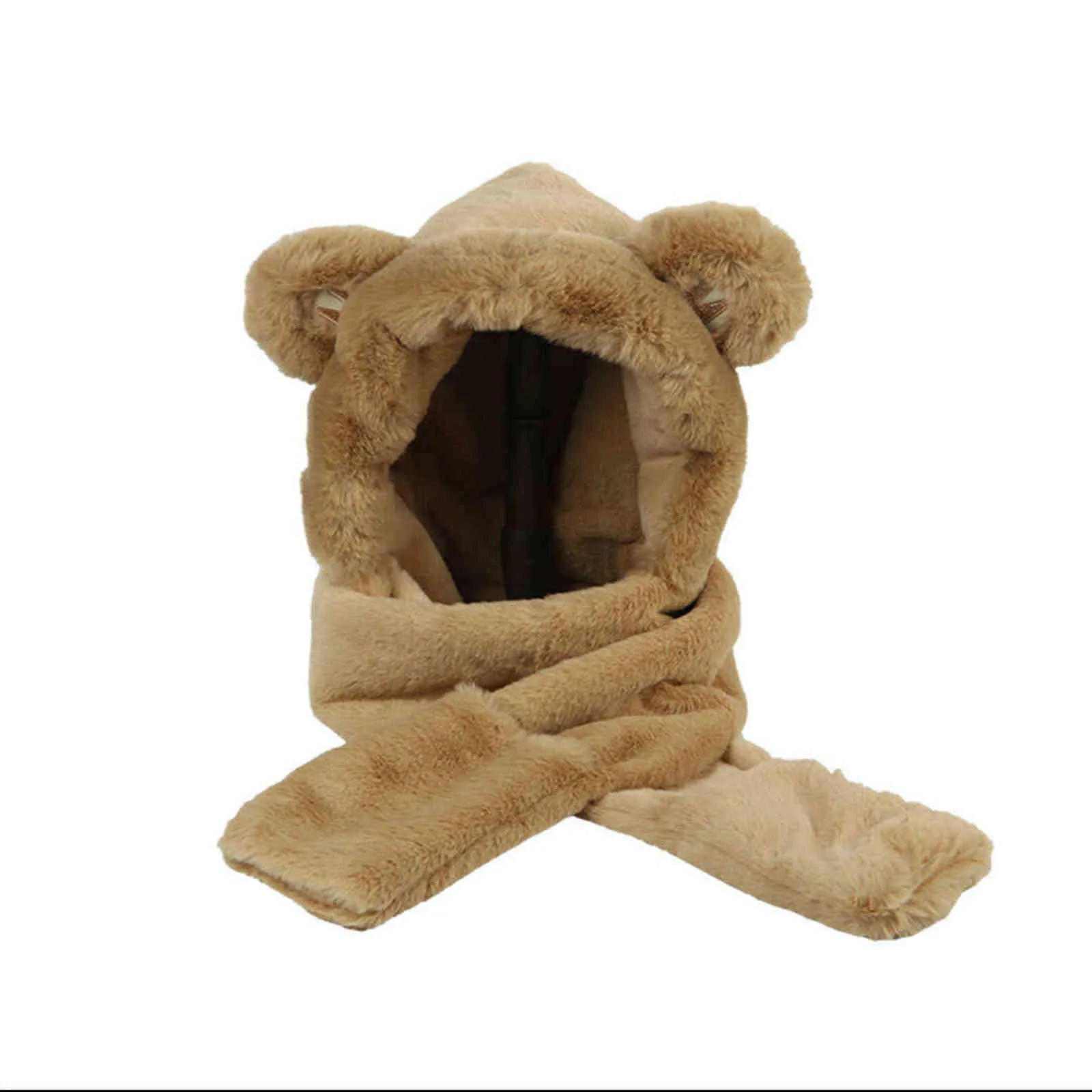 Hats Sets Scarves Winter Fur Cap Snow Hat Christmas Gift Cute Girl Versatile Scarf Integrated Warm Gloves Bib Three_voghion.com