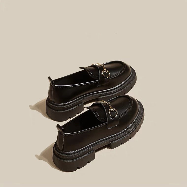 Mocassins à semelle épaisse pour femmes, chaussures simples, nouvelle bouche en métal rétro britannique, semelle souple pour étudiante