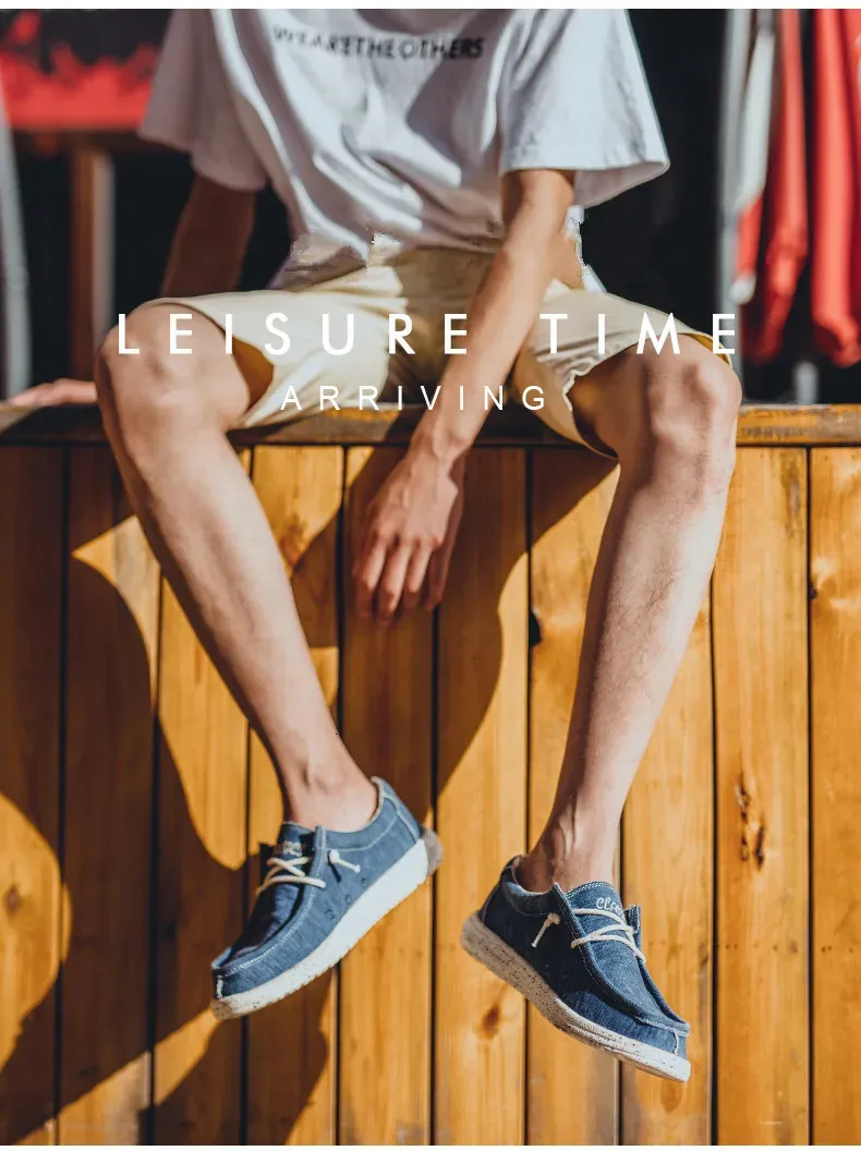 Men's Casual Flat Shoes Comfortable Breathable Canvas Trainers_voghion.com