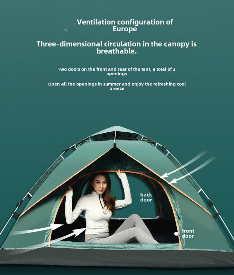 Outdoor Fully automatic two speed 3-4 people wilderness beach camping tents_voghion.com
