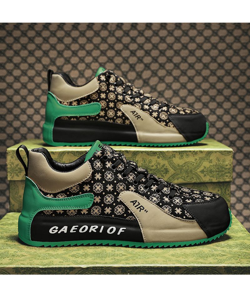 Men's Spring 2024 New Versatile Casual Board With One Step Anti Slip Thick Sole Sports Black Trendy Shoes_desvips.com