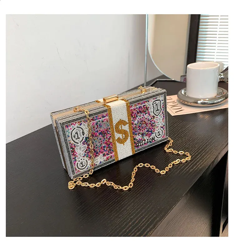 Geantă de mână Dia pentru cină, petrecere, nuntă, clip, seară, lanțuri, geantă de umăr crossbody cu paiete, Clutch 240830_voghion.com