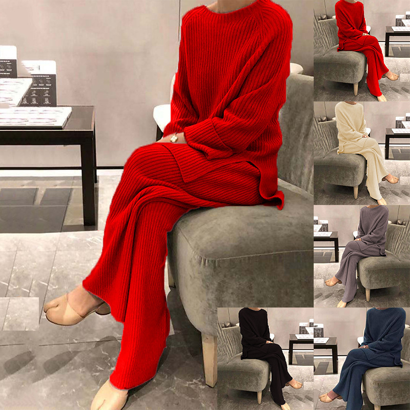 Conjunto de suéter de dos piezas de punto elegante y delgado para mujer