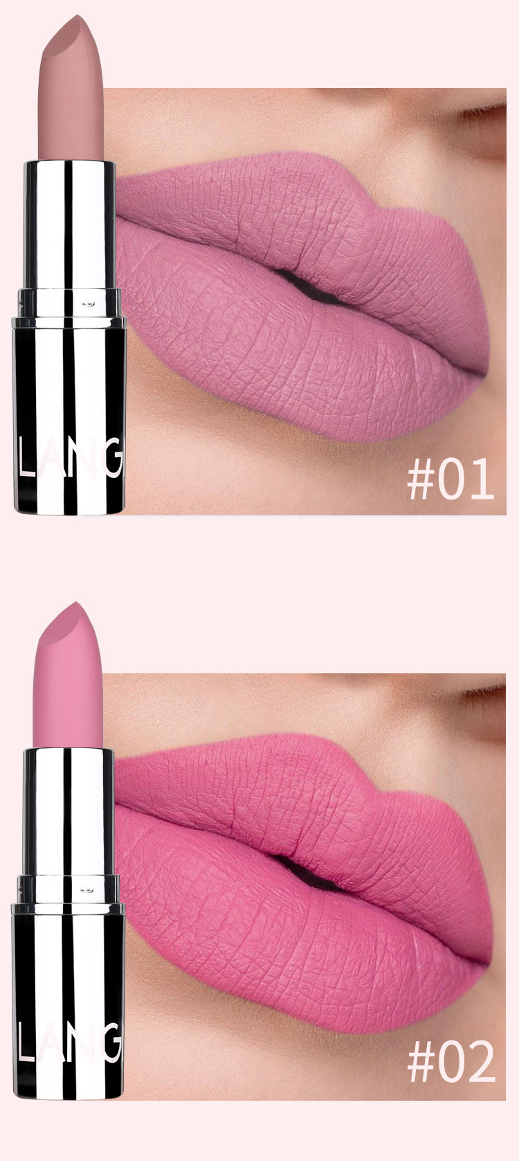 Langmanni Velvet Matte Lipstick - Non-Sticky, Long-Lasting, 8 Highly Pigmented Shades (01-08) - Smudge Proof, Moisturizing, Cruelty-Free Lipstick_voghion.com