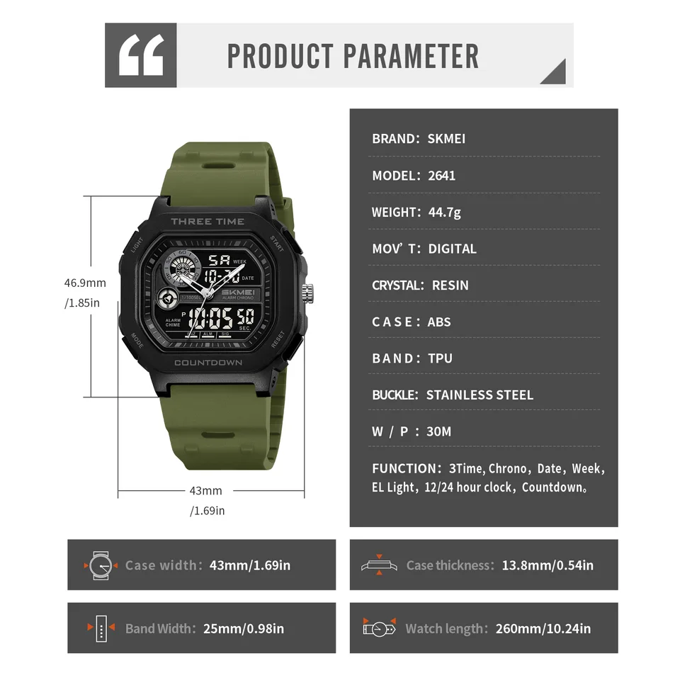 Men's Square Sports Watch With Date And Week Display Quartz_voghion.com