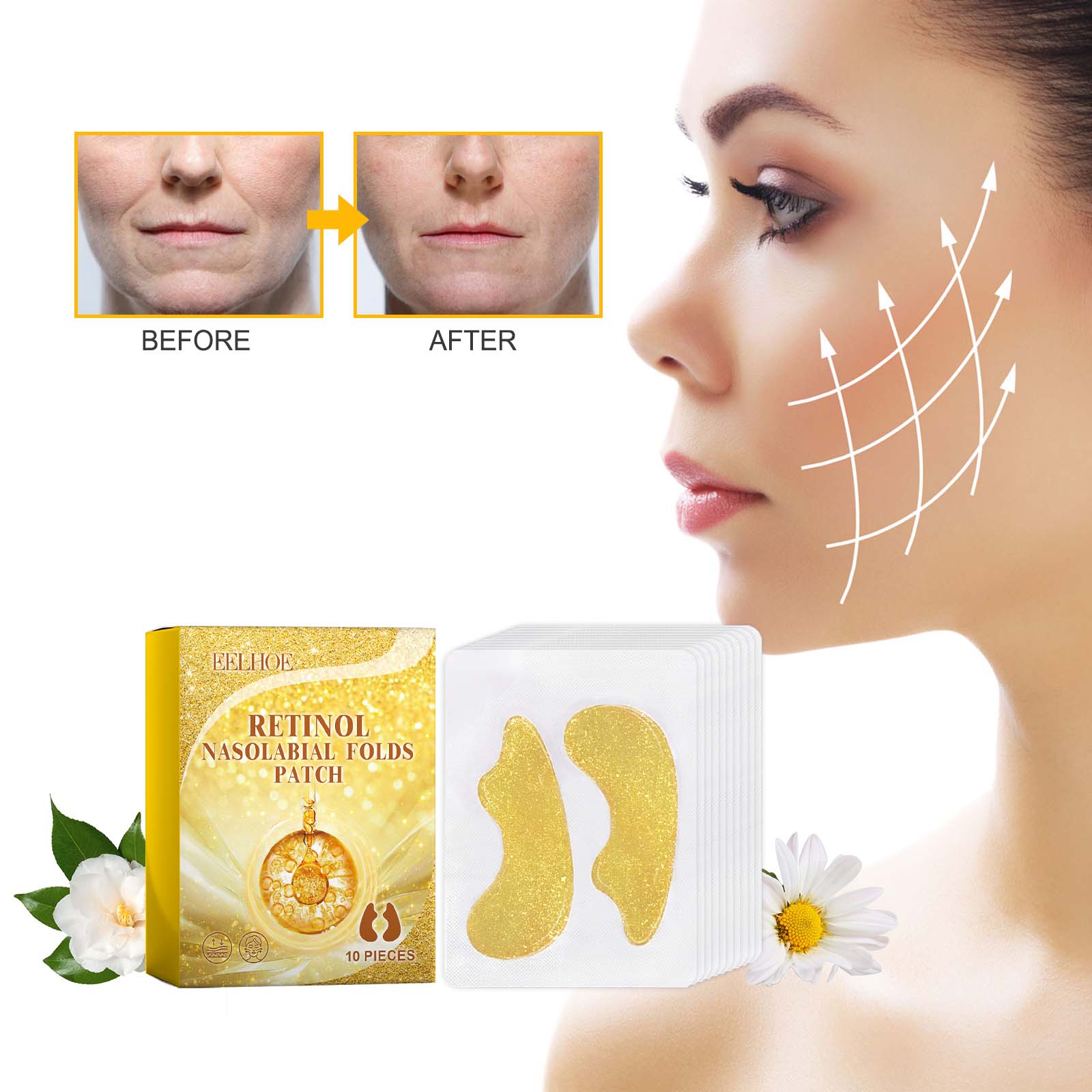 EELHOE Retinol Nasolabial Folds Patch, Nourish Skin Smooth And Delicate Skin Improves And Reduces Fine Lines_voghion.com