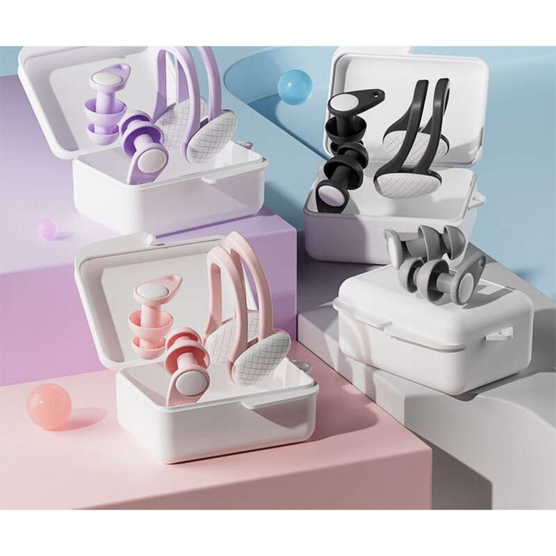 Tappi per le orecchie da nuoto professionali, isolamento acustico, impermeabili, in silicone, set da bagno per immersioni, per adulti e bambini, con clip nasale._voghion.com