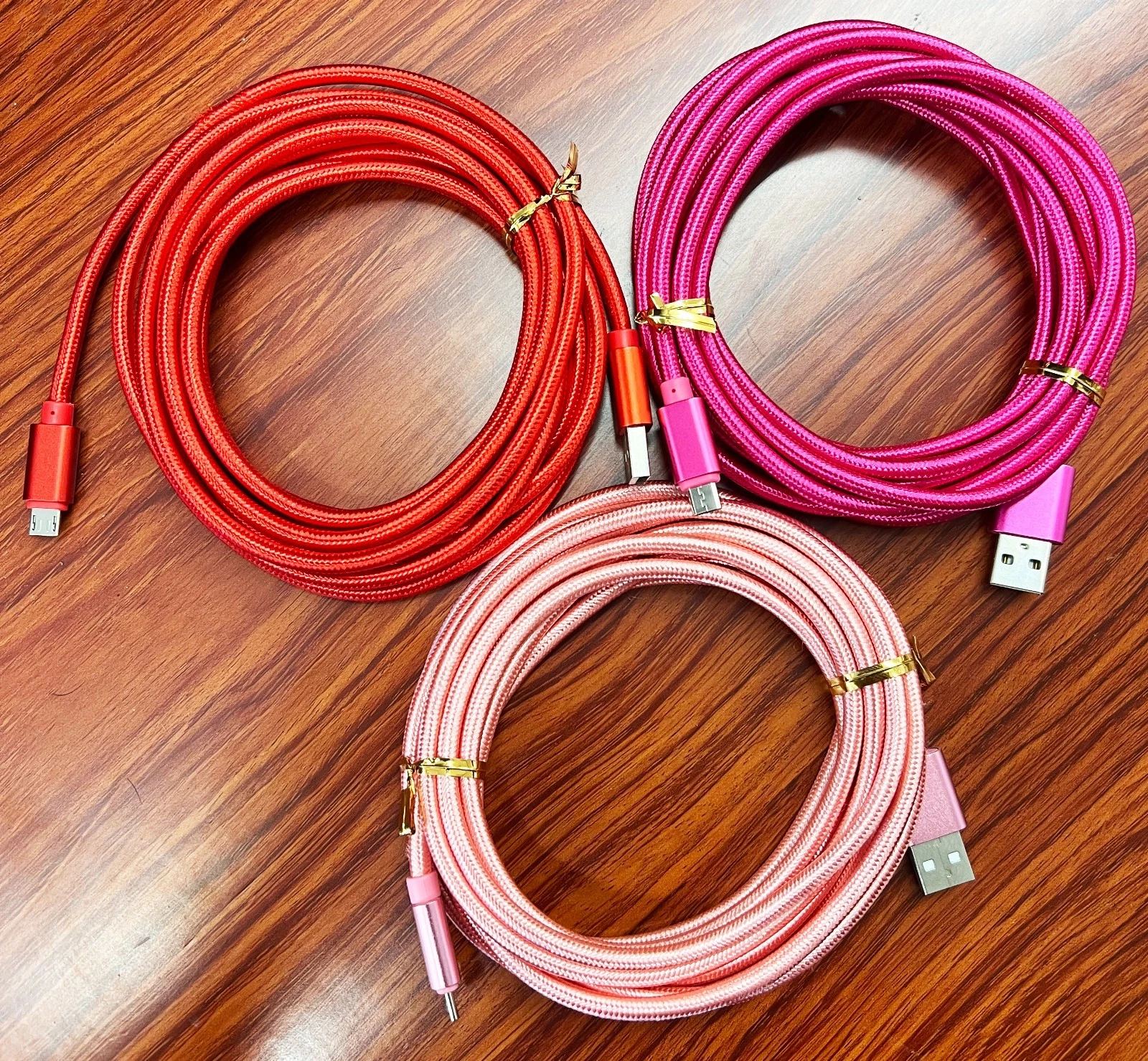 Lot de 3 câbles de synchronisation de données tressés multicolores micro USB de 3 m pour chargeur rapide_voghion.com