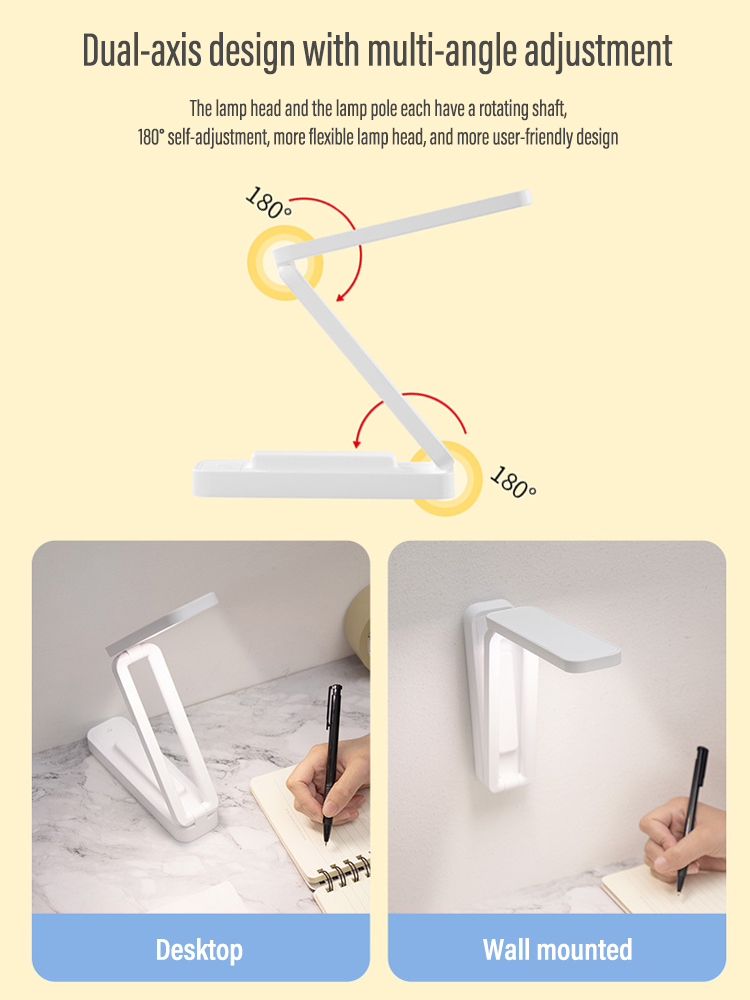LED reading desk lamp foldable touch with remote control dimmable wall lamp USB charging office study bedside night light_voghion.com