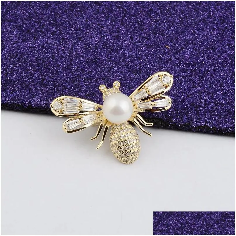 Spille, perle, fiori, api, insetti, zirconi, cristalli, strass, Fibbia per sciarpa, colletto della camicia, spilla, cappello, accessori per abbigliamento_voghion.com