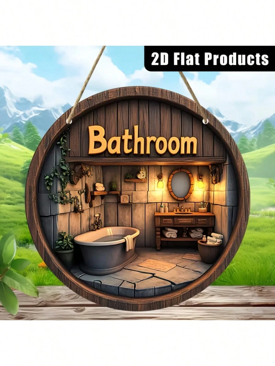 Rustikale Holz Badezimmer Wanddekoration,Heimdekoration, Stromloses Badezimmer Wandkunst| Dekorative Wandbehänge, Badezimmer Dekoration_voghion.com