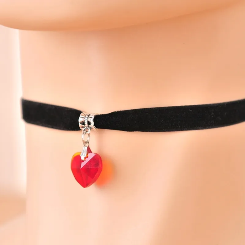 Kristall Herz Choker Halskette Damen Punk Statement Schmuck_voghion.com