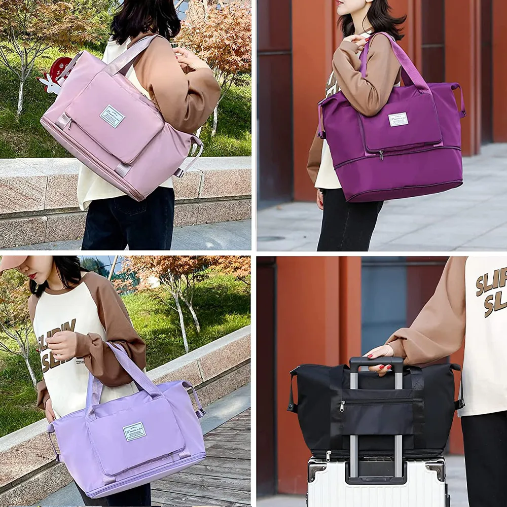 Schulter-Reisetasche, Lage-Organizer, große Kapazität, faltbare Reisetasche, Handtaschen für Damen, Training, Fitnessstudio, Yoga, Camping, tägliche Aufbewahrung_voghion.com