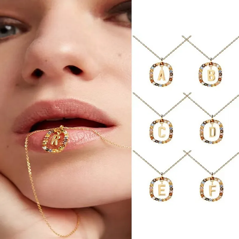 Halskette Mit Initialen-anhänger Strass Buchstabe Damen Schmuck_voghion.com