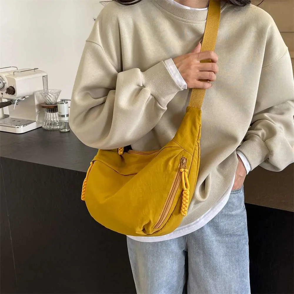 Borsa a tracolla casual da donna in tessuto di nylon, multi tasche, grande capacità, borsa a tracolla, hobo, 2024, estate, ultima moda_voghion.com