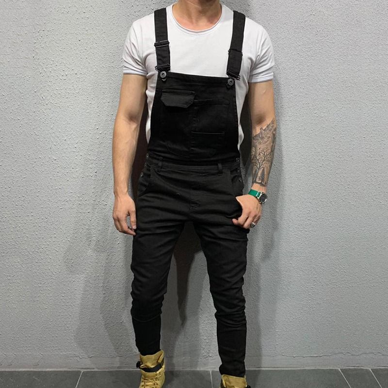 Jeans Denim Latzhose Latzhose Overalls Herren Jumpsuits Cargo Arbeitshose Übergröße Herren Casual Moto Biker Hose_voghion.com