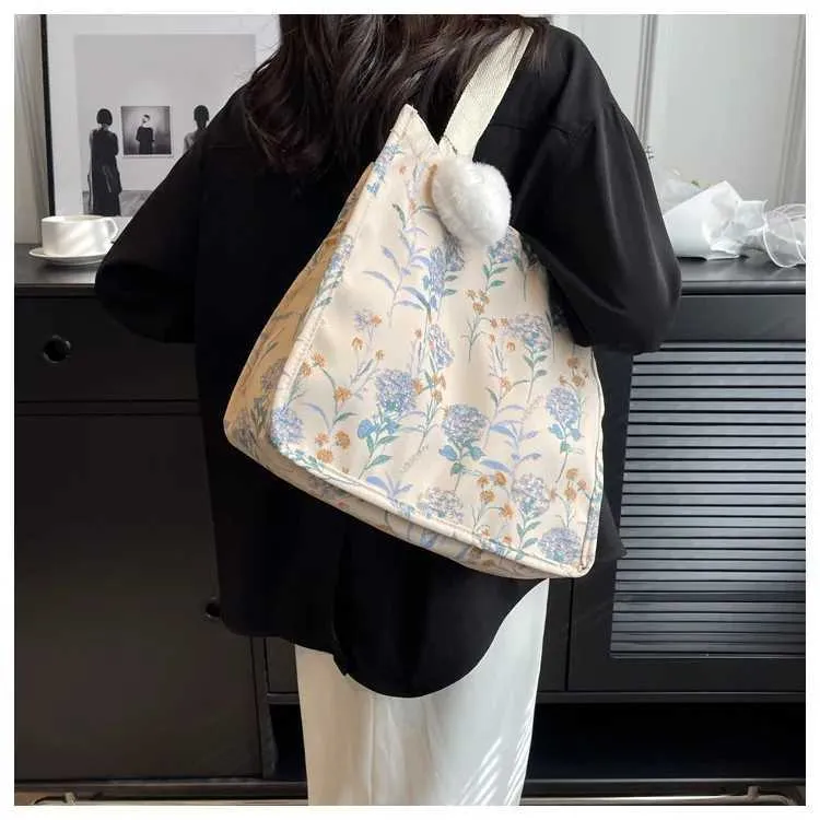 wer Printing Wens Fi Einkaufstasche Große Kapazität Student Canvas Buch Handtasche mit Anhänger Y241109_voghion.com