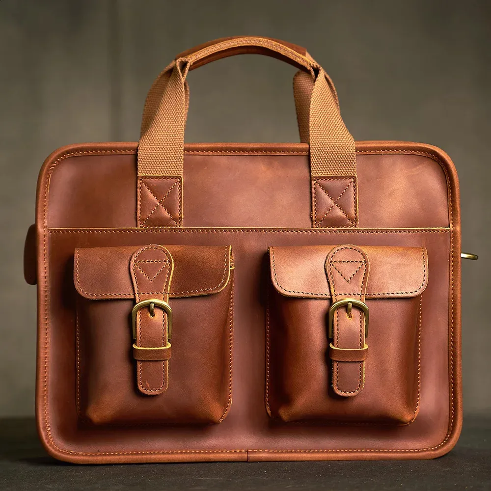 Borsa da uomo in vera pelle vintage, borsa a mano, borsa a tracolla, in pelle di mucca, marrone, moda, per computer portatile_voghion.com