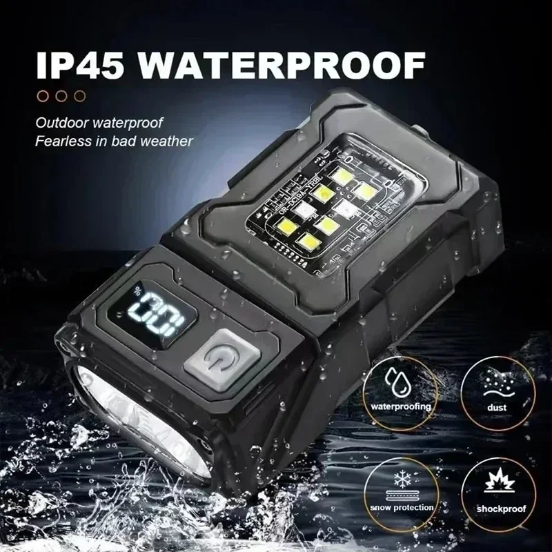 Multifunctional Ajustable Angle LED Flashlight Outdoors Mini Work Light Portable Magnet USB Rechargeable Camping Light_voghion.com
