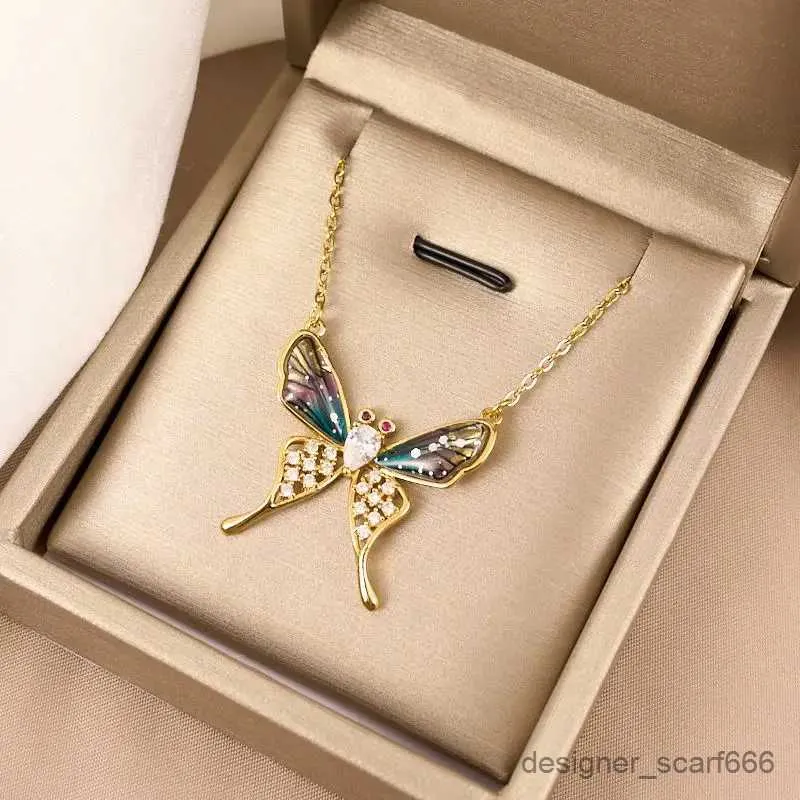 Collane con ciondolo Classico Moda Abbagliante Micro-incastonato Diamanti Ali Collana Farfalla Squisita Splendida Festa Clavicola_voghion.com
