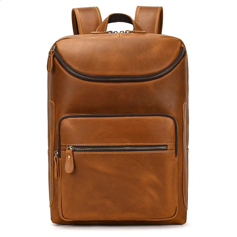 Mochila para portátil de 14" y 15,9" de piel auténtica para hombre, de piel de Caballo Loco, 240902_voghion.com