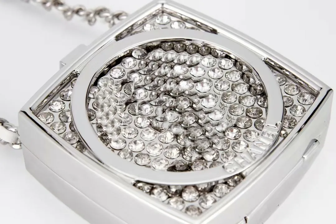 Höchste Qualität Top Designer Schmuck Box Tasche Silber Hardware mit Dia Innenspiegel Make-up Metall Hasp Ketten Schulter Frauen_voghion.com