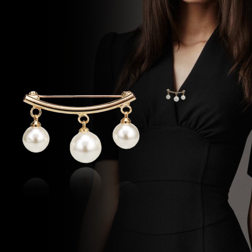 Pearl anti glare brooch with floral clothing matching chest buckle safety pin Korean version new creativity_voghion.com