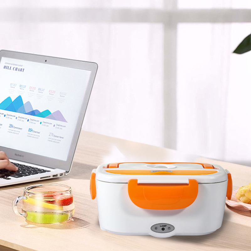 Lunch Box elettrico riscaldante a 2 strati Contenitore per alimenti Bento Box portatile con cucchiaio MINI Cuociriso 12V 40W per casa e ufficio_voghion.com