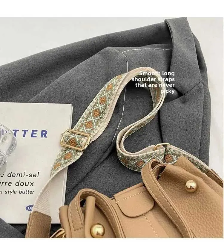 Bag Korean Versatile Bucket Spring And Summer Broadband Shoulder Messenger Bag Womens Handba241128_voghion.com