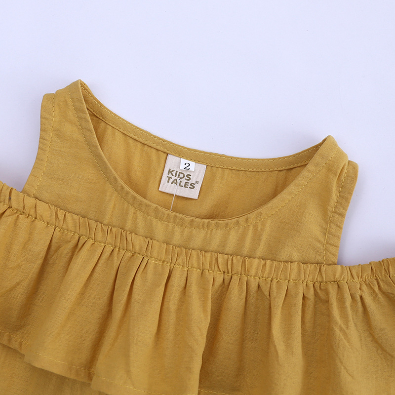 Mamma e bambini Abbigliamento per bambini consegna di un pezzo per ragazze vestito top per bambini con spalle scoperte + pantaloncini vestito a due pezzi abbigliamento per bambini alla moda_voghion.com