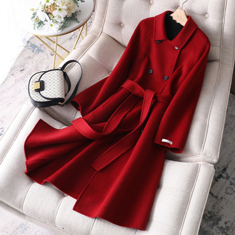 Women's Clothing large size slim women's medium and long new Korean woolen coat double faced cashmere_voghion.com