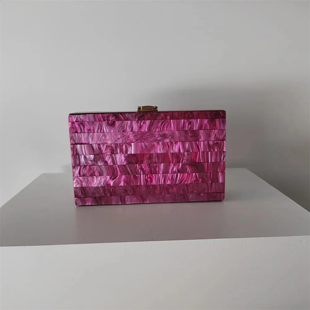 Mange slikperle marmorstribet akrylmateriale skulder messenger aftenboks clutches bryllupsfest dame pung håndtaske_voghion.com