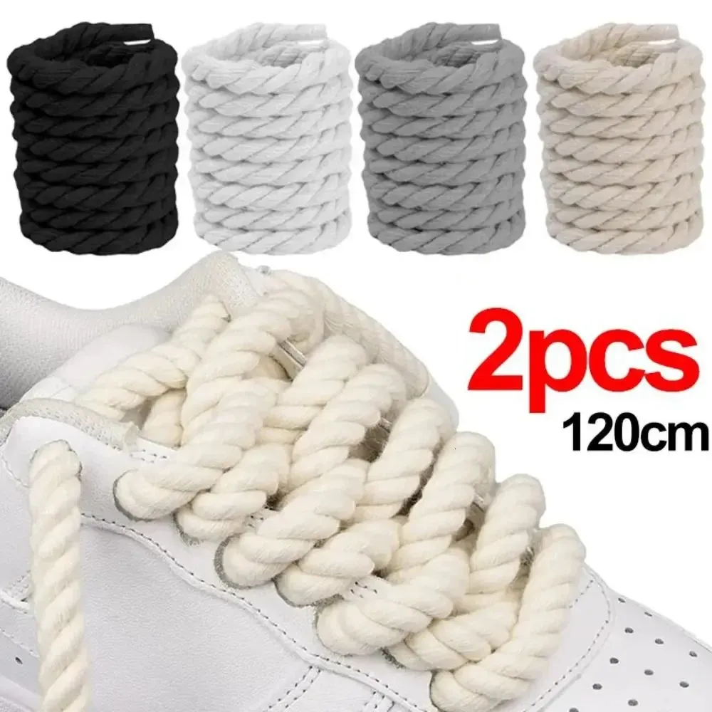 2 pezzi di lacci rotondi spessi in poliestere e cotone di alta qualità, tinta unita, larghezza 0,8 cm, 120 cm, 10 colori, lacci per scarpe audaci 250114_voghion.com