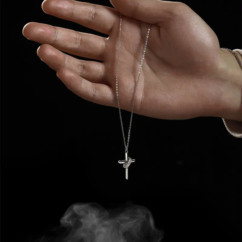 Pendant Necklaces Arrival The Power Of Faith Cross Necklace For Men Sier Color Copper Colar Masculino Drop_voghion.com