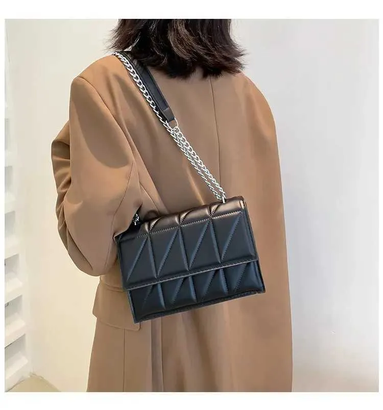 Borsa a tracolla da donna alla moda firmata, con manico in pelle PU, con tracolla a catena, per donna C241108_voghion.com