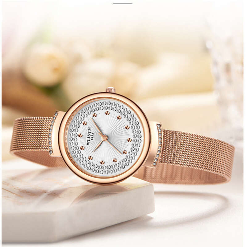 Woolis Marka Kadın Moda Elmas Örgü Bant Su Geçirmez Emniyet Tokalı Saat_voghion.com