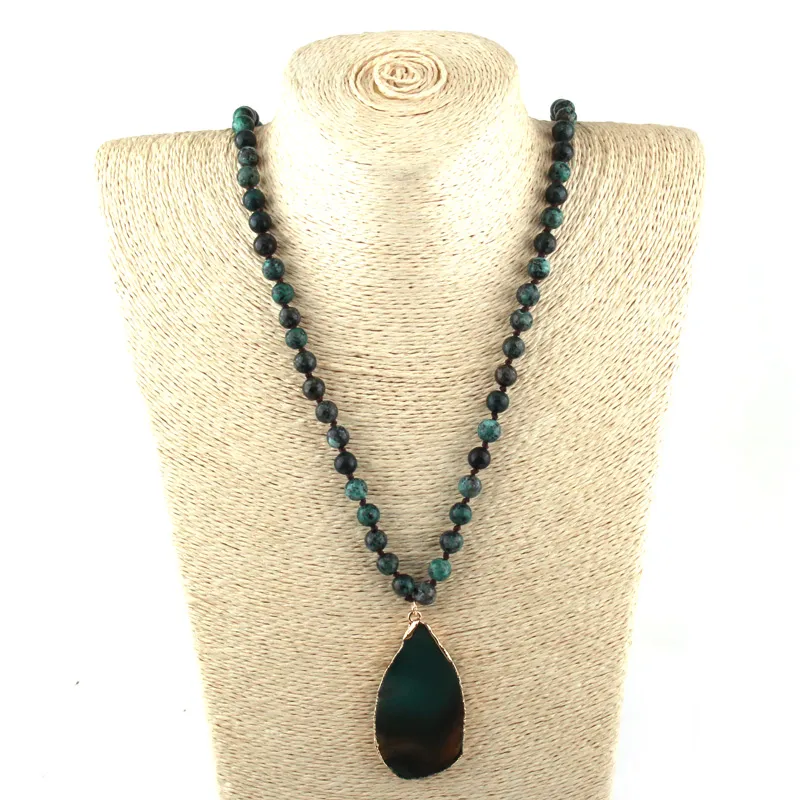 Böhmische Steinperlen Anhängerkette Für Damen Modeschmuck_voghion.com