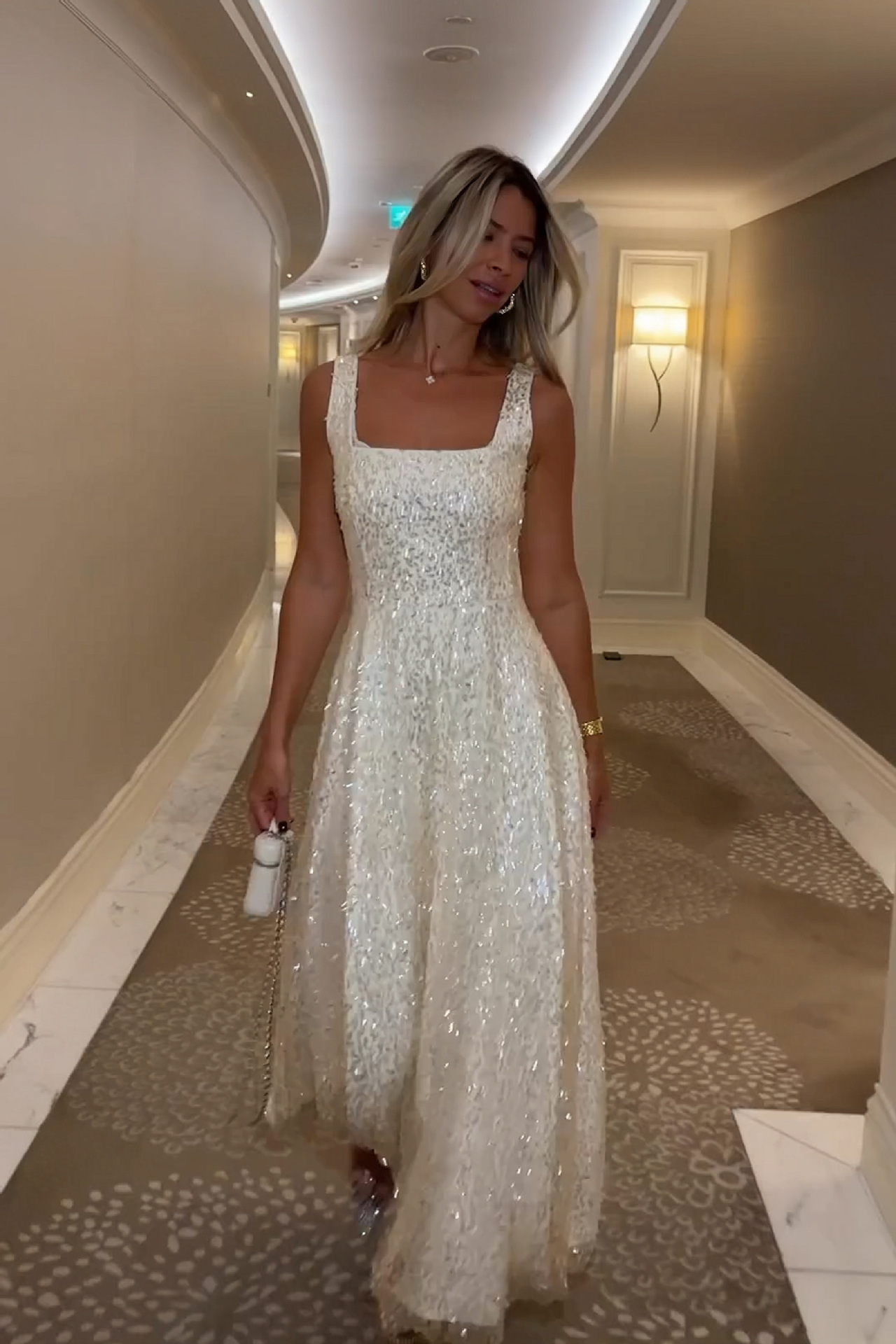 Kvinder talje talje sexet elegant lang nederdel gaze glitter slip kjole_voghion.com