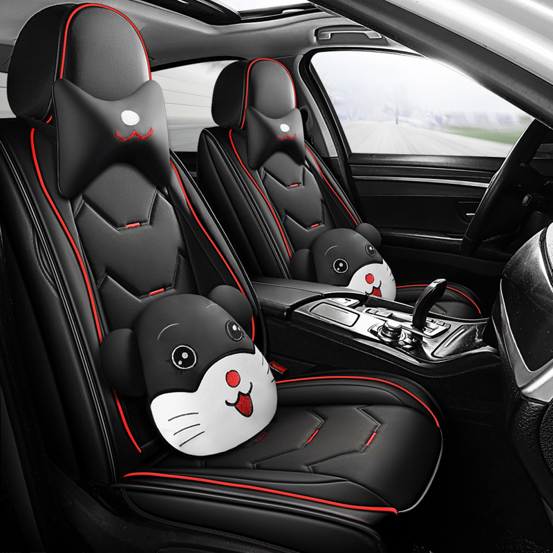 Coussin de voiture quatre saisons adapté mignon tout compris housse de siège coussin de siège entièrement fermé d'été déesse housse de siège en cuir neuf