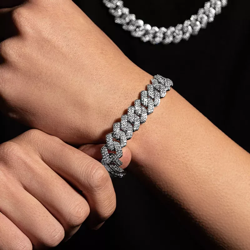 QianJian neue mode 9 zoll hip hop schmuck cuban link kette sterling splitter armbänder moissanite diamant_voghion.com