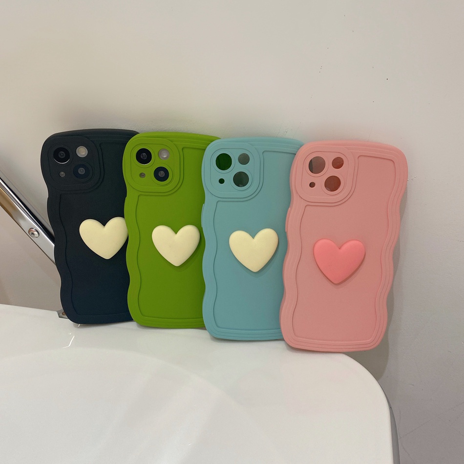 3d Wave Aesthetic Phone Case With Heart Design For Tecno Spark Pro_voghion.com